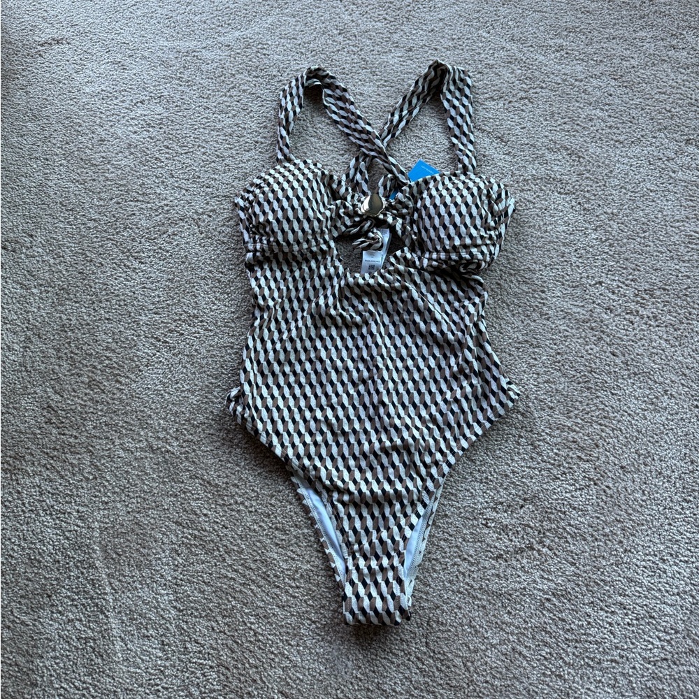 NEW Cupshe Bathing Suit (Brown, Black & Cream)